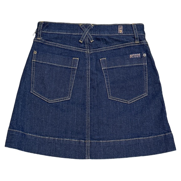 7 FOR ALL MANKIND women's clean utility denim mini skirt, gold accents, size 26. - Picture 2 of 6